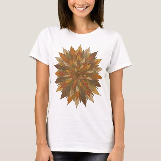 Dynamische graue Herbstblätter-Textgestaltung T-Shirt (Vorderseite)