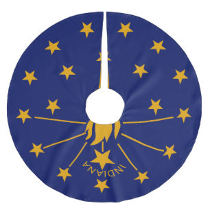 Dynamische Indiana-Staats-Flaggen-Grafik auf a Polyester Weihnachtsbaumdecke