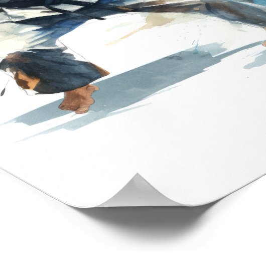 Dynamische Judo-Kämpfer - Niedliche Wasserfarbe We Poster (Ecke)