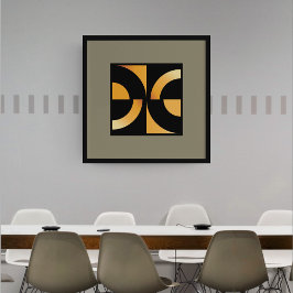 Dynamische Kurven: Minimalistisch orange auf schwa Poster