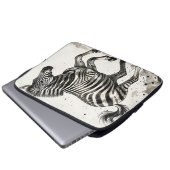 Dynamische laufende Zebra-Tinte-Kunst Laptopschutzhülle (Vorne Knopf)