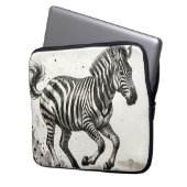 Dynamische laufende Zebra-Tinte-Kunst Laptopschutzhülle (Vorderseite Links)