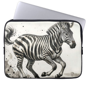 Dynamische laufende Zebra-Tinte-Kunst Laptopschutzhülle