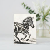 Dynamische laufende Zebra-Tinte-Kunst Postkarte (Stehend Vorderseite)