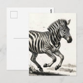 Dynamische laufende Zebra-Tinte-Kunst Postkarte (Vorne/Hinten)
