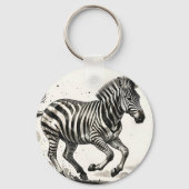 Dynamische laufende Zebra-Tinte-Kunst Schlüsselanhänger (Rückseite)