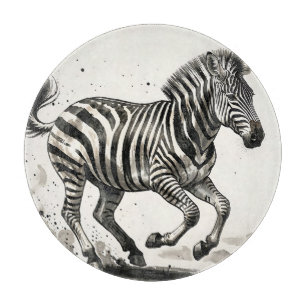 Dynamische laufende Zebra-Tinte-Kunst Schneidebrett