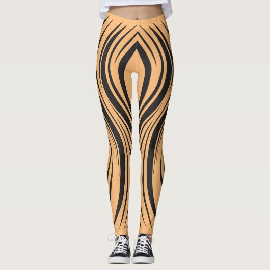 Dynamische Leggings aus Schwarz und Orange (Vorderseite)