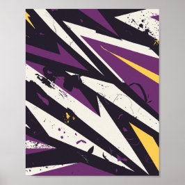 Dynamische Lila und gelbe geometrische Abstrakte K Poster