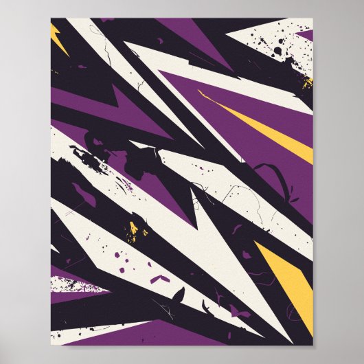 Dynamische Lila und gelbe geometrische Abstrakte K Poster (Vorne)