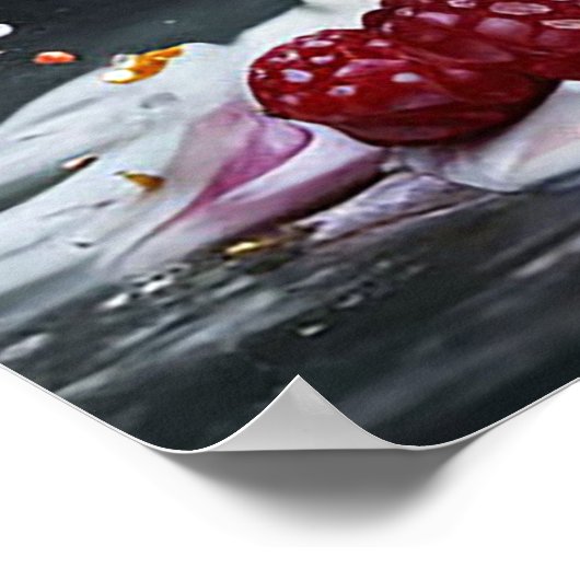 Dynamische Macaronszene in explosionsartiger Farbe Poster (Ecke)