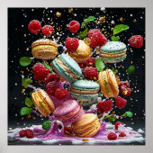 Dynamische Macaronszene in explosionsartiger Farbe Poster (Vorne)