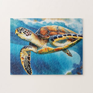 Dynamische Meeresschildkröte Wasserfarbe Puzzle