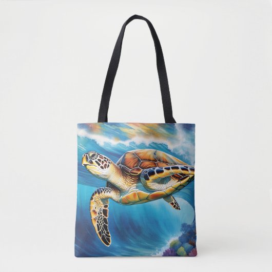 Dynamische Meeresschildkröte Wasserfarbe Tasche (Vorderseite)