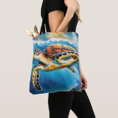 Dynamische Meeresschildkröte Wasserfarbe Tasche (Von Nahem)