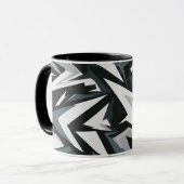 Dynamische monochrome geometrische Kunst Tasse (Vorderseite Links)
