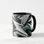 Dynamische monochrome geometrische Kunst Tasse (VorderseiteRechts)