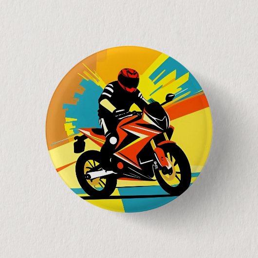Dynamische Motorrad-Illustration mit Fahrer Button (Vorderseite)
