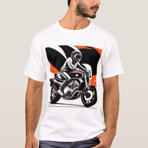 Dynamische Motorrad-Illustration mit Fahrer T-Shirt