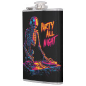 Dynamische Neon-farbige Skeleton DJ Spinning Platt Flachmann (Links)