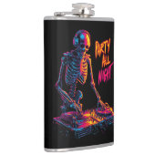 Dynamische Neon-farbige Skeleton DJ Spinning Platt Flachmann (Rechts)