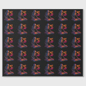 Dynamische Neon-farbige Skeleton DJ Spinning Platt Geschenkpapier (Flach)