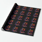 Dynamische Neon-farbige Skeleton DJ Spinning Platt Geschenkpapier (Ungerollt)
