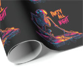 Dynamische Neon-farbige Skeleton DJ Spinning Platt Geschenkpapier (Rolleneckpunkt)