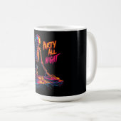 Dynamische Neon-farbige Skeleton DJ Spinning Platt Kaffeetasse (VorderseiteRechts)