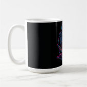 Dynamische Neon-farbige Skeleton DJ Spinning Platt Kaffeetasse (Links)