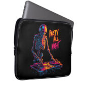 Dynamische Neon-farbige Skeleton DJ Spinning Platt Laptopschutzhülle (Vorne Rechts)