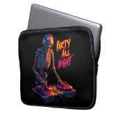 Dynamische Neon-farbige Skeleton DJ Spinning Platt Laptopschutzhülle (Vorderseite Links)