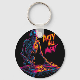 Dynamische Neon-farbige Skeleton DJ Spinning Platt Schlüsselanhänger