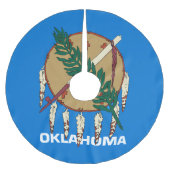 Dynamische Oklahoma-Staats-Flaggen-Grafik auf a Polyester Weihnachtsbaumdecke (Vorderseite)