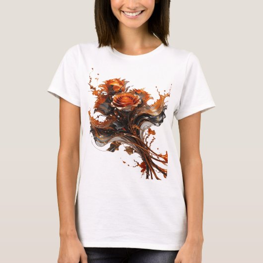 Dynamische Orange ABSTRACT ART Kunstprint T-Shirt (Vorderseite)
