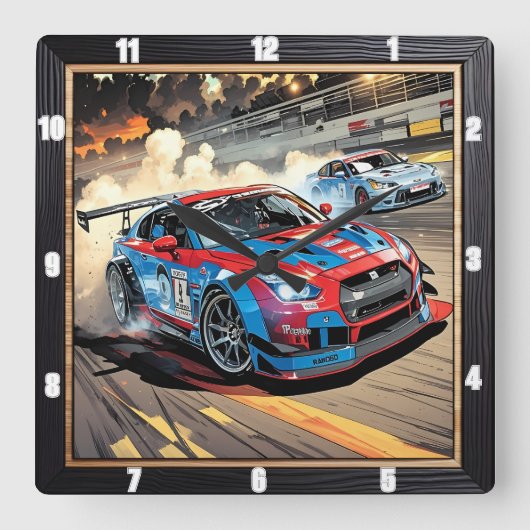 Dynamische Renngeschwindigkeit Quadratische Wanduhr (Vorderseite)