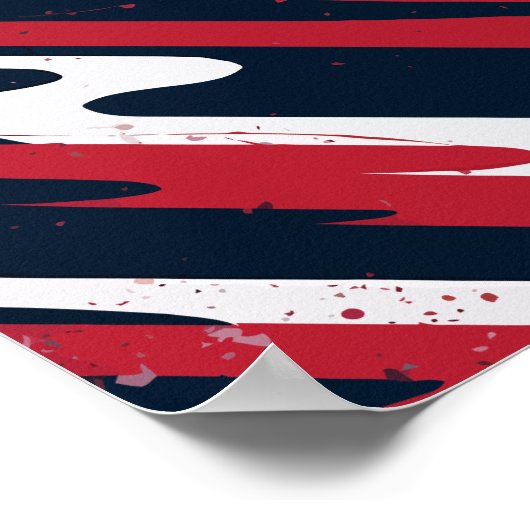 Dynamische Rot-Weiß-Pinselstreifen Poster (Ecke)