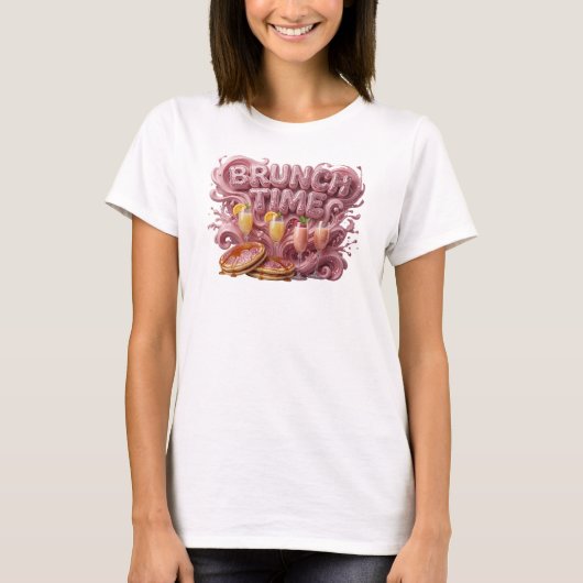 Dynamische rote BRUNCH-ZEIT 3D-Textkunst T-Shirt (Vorderseite)