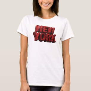Dynamische rote NEW YORK 3D-Textkunst T-Shirt
