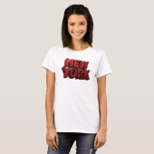 Dynamische rote NEW YORK 3D-Textkunst T-Shirt (Vorne ganz)
