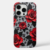 Dynamische Rote Rosen auf Texturierte Leinwand Case-Mate iPhone Hülle (Rückseite)