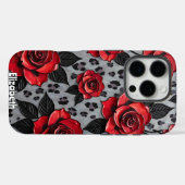 Dynamische Rote Rosen auf Texturierte Leinwand Case-Mate iPhone Hülle (Rückseite (Horizontal))