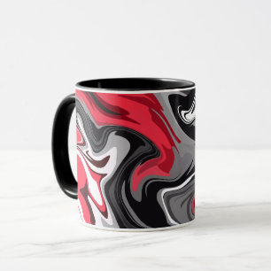 Dynamische rote, schwarze, weiße und graue abstrak tasse