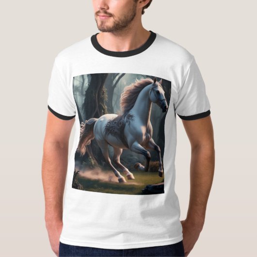 Dynamische Running Horse T - Shirt - sportlich & s (Vorderseite)