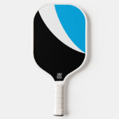 Dynamische Schwarz-weiß Sky Blue Sweeping Curves Pickleball Schläger (Rückseite)