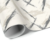 Dynamische schwarze und beige abstrakte Pinselstri Geschenkpapier (Rolleneckpunkt)