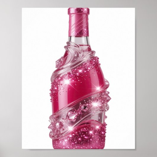 Dynamische silberne PINK GLITTER FLASCHE Poster (Vorne)