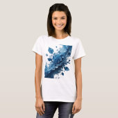 Dynamische silberne SEEROSEN 3D-Textkunst T-Shirt (Vorne ganz)