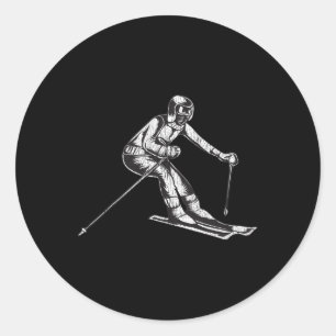 Dynamische Skierarbeit für Wintersportler Runder Aufkleber