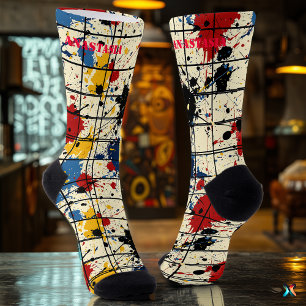 Dynamische Socken mit moderner abstrakter Malerei